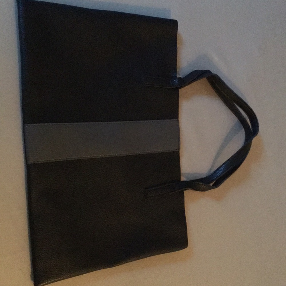Vince Camuto “Luck” Tote in black with gray stripe